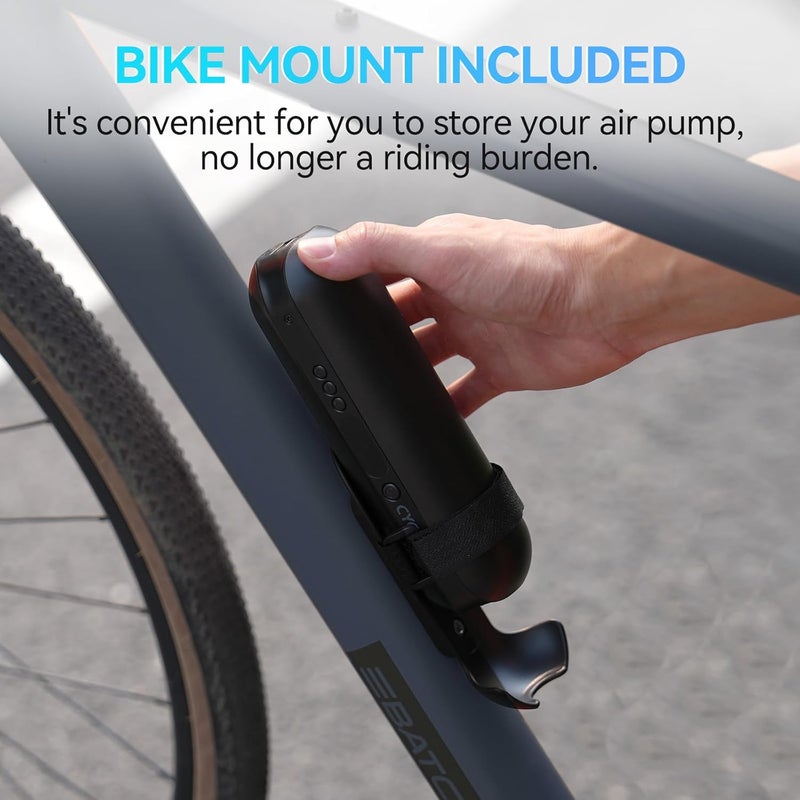 CYCPLUS Electric Air Compressor Portable Bicycle Pump Car Tire Inflator, Max 150 PSI, Auto Shut-Off Air Pump with Presta and Schrader Valves for All Bicycles Motorcycles and Cars - Image 5